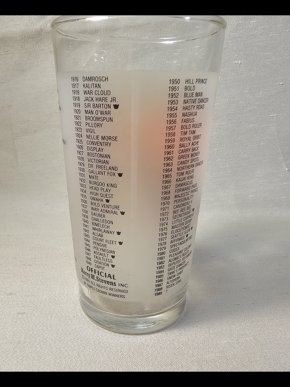 114th Preakness Commemorative Racing Glass - Red, Yellow, Brown Design - Picture 4 of 10